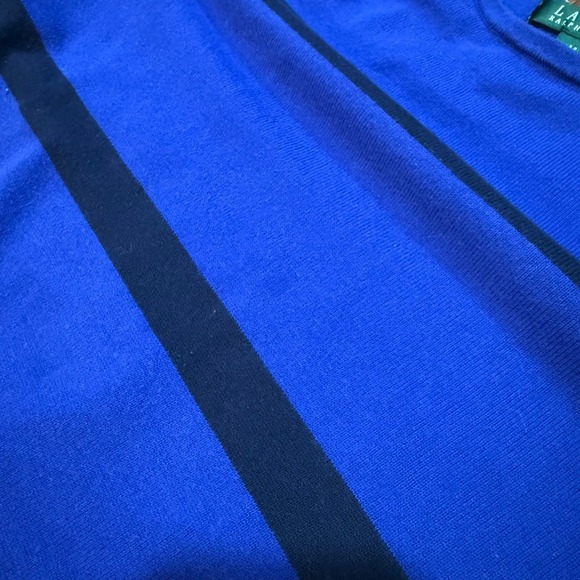 Ralph Lauren Women's Size M Blue Sweater Shirt Top Striped Y2K Vintage Zip - Picture 7 of 7